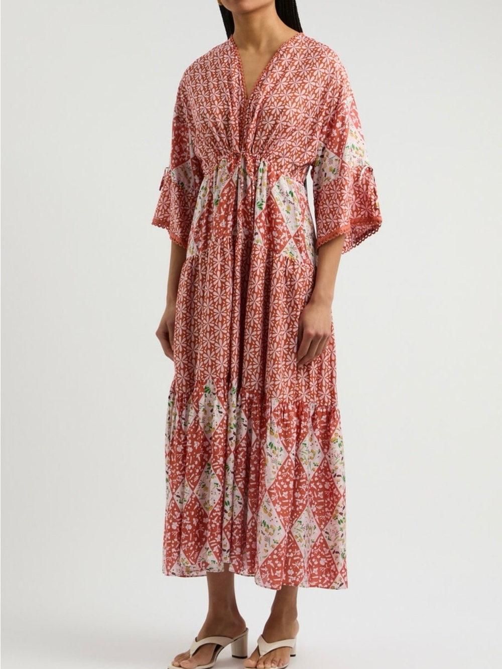 Diane Von Furstenberg Boris Patchwork Cotton-blend Midi Dress Multicoloured